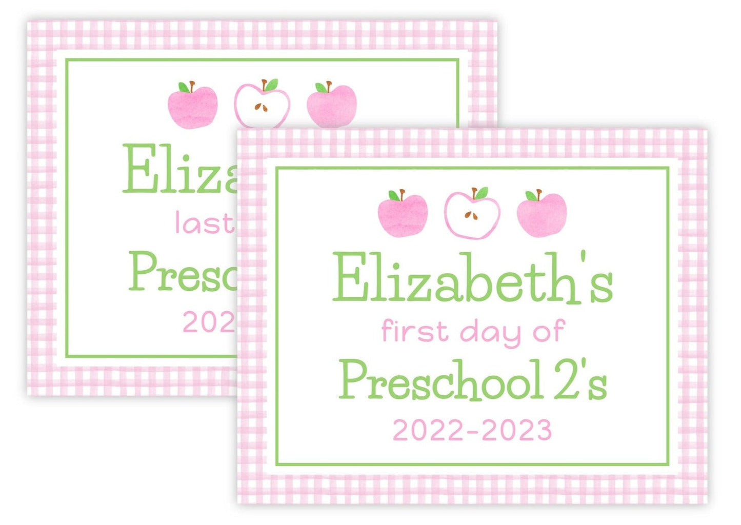 Personalized First and Last Day of School Sign - Pink Apples