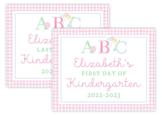 Personalized First and Last Day of School Sign - ABC (Pink)