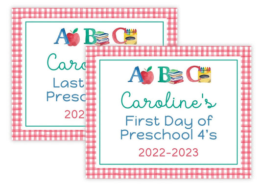 Personalized First and Last Day of School Sign - ABC (Red)