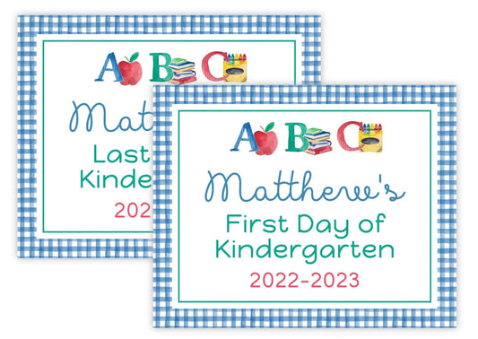 Personalized First and Last Day of School Sign - ABC (Blue)