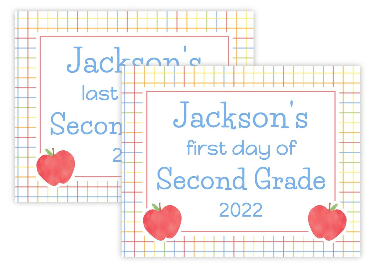 Personalized First and Last Day of School Sign - Plaid