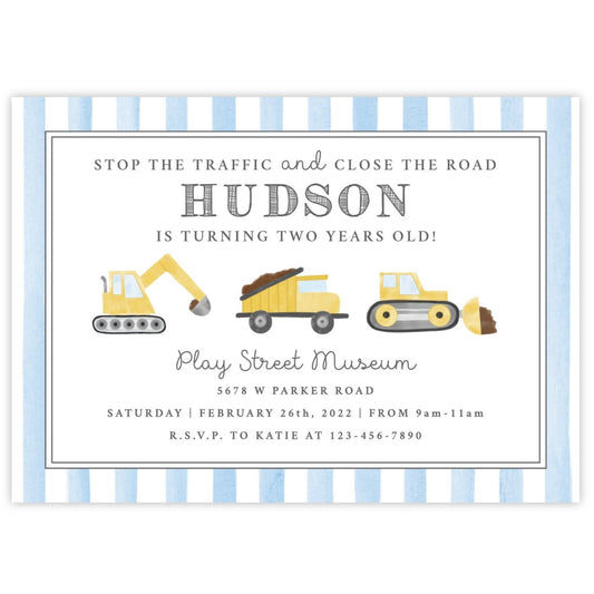 Construction Birthday Party Invitations