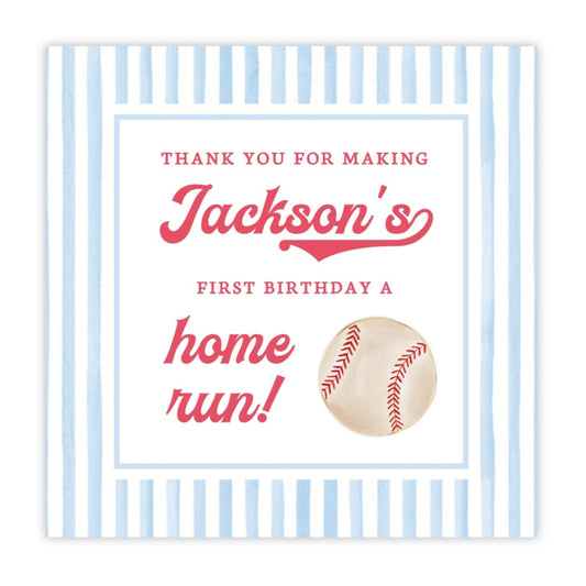 Baseball First Birthday Party Favor Tags