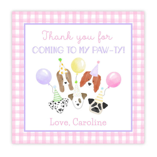 Puppy Birthday Party Favor Tags (Pink)