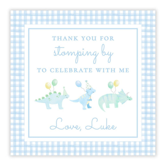 Dinosaur Birthday Party Favor Tags (Blue)