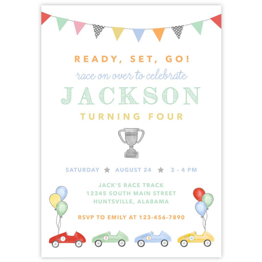 Vintage Race Car Birthday Invitations