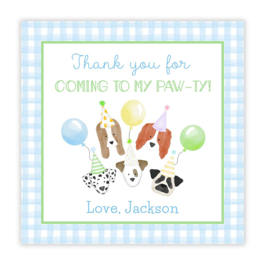 Puppy Birthday Party Favor Tags (Blue)