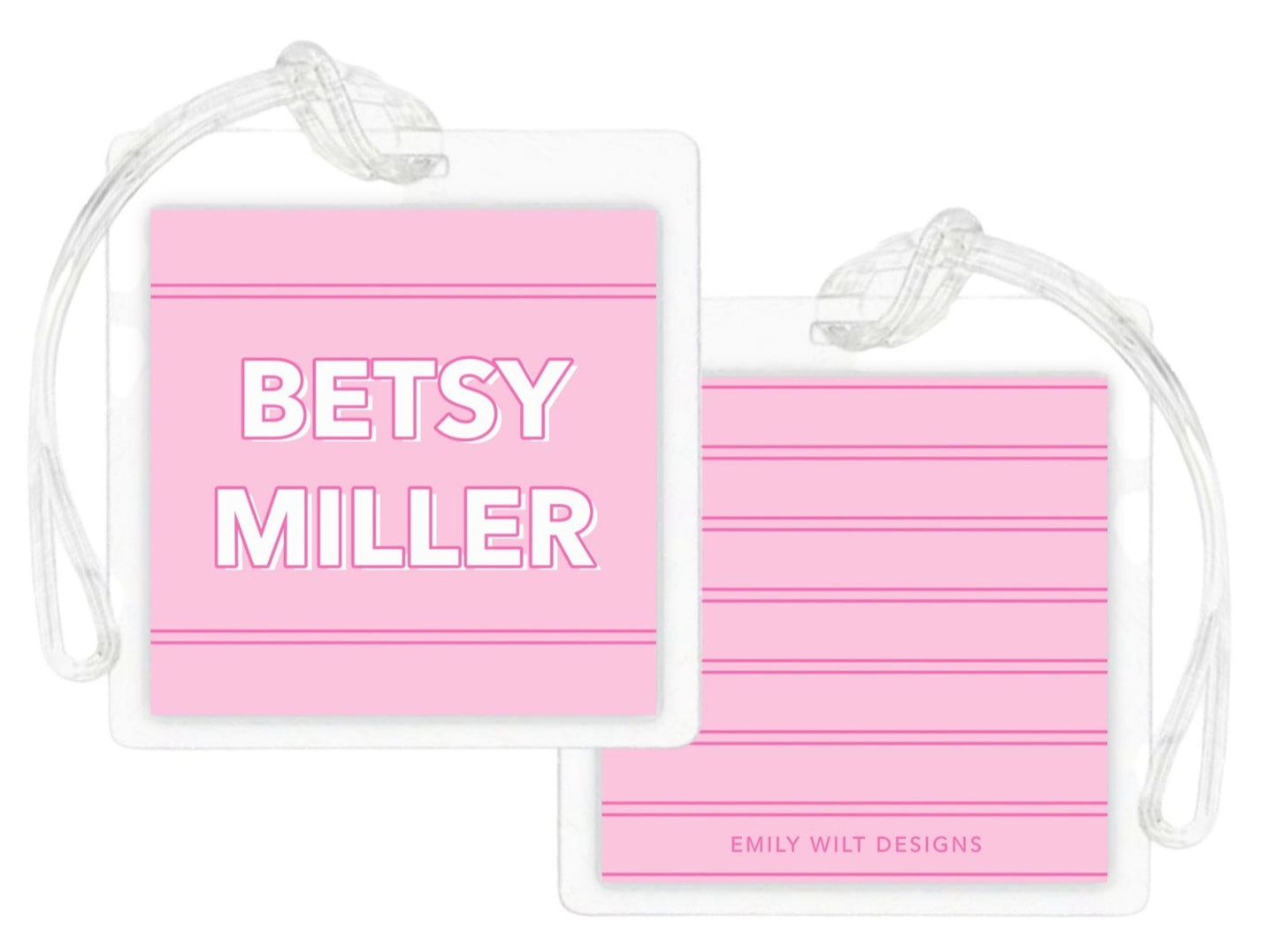 Laminated Bag Tag - Pink Stripe