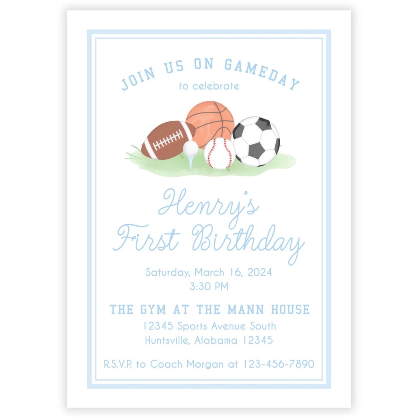 Sports First Birthday Invitations