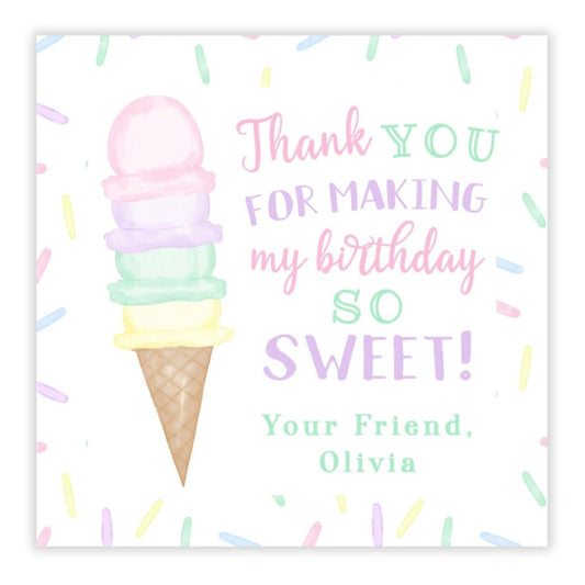 Ice Cream Birthday Party Favor Tags (Pink)