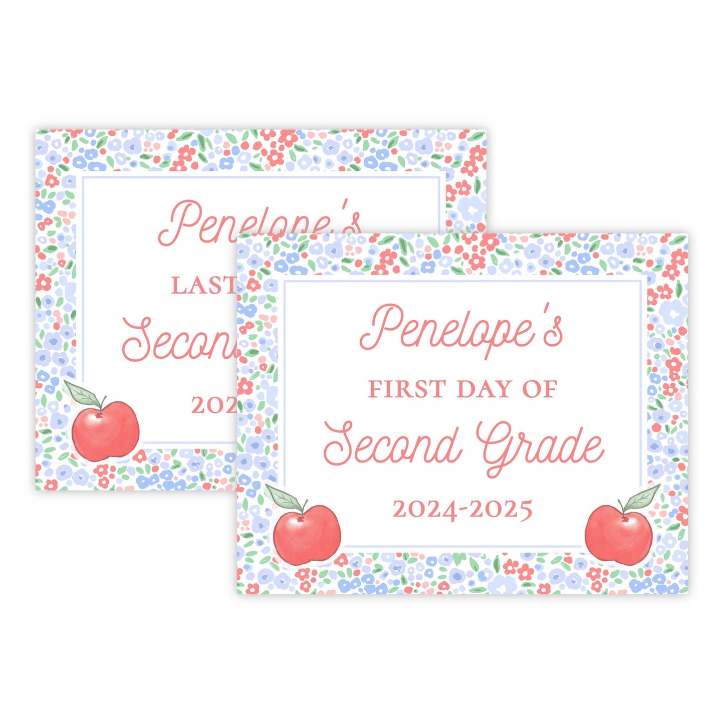 Personalized First and Last Day of School Sign - Patriotic Millefleur