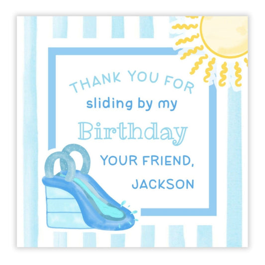 Water Slide Birthday Party Favor Tags (Blue)