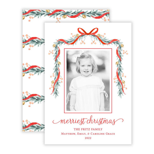 Christmas Photo Card - Believe Garland (Portrait)