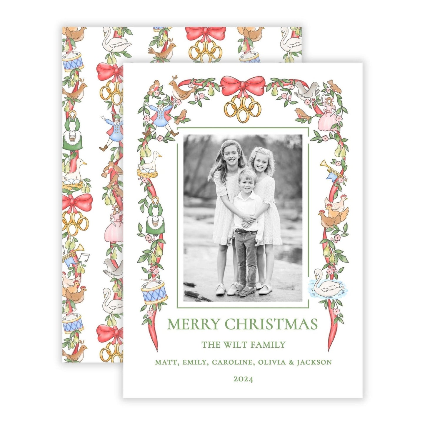 Christmas Photo Card - Festive Twelve Days (Garland) (Portrait)