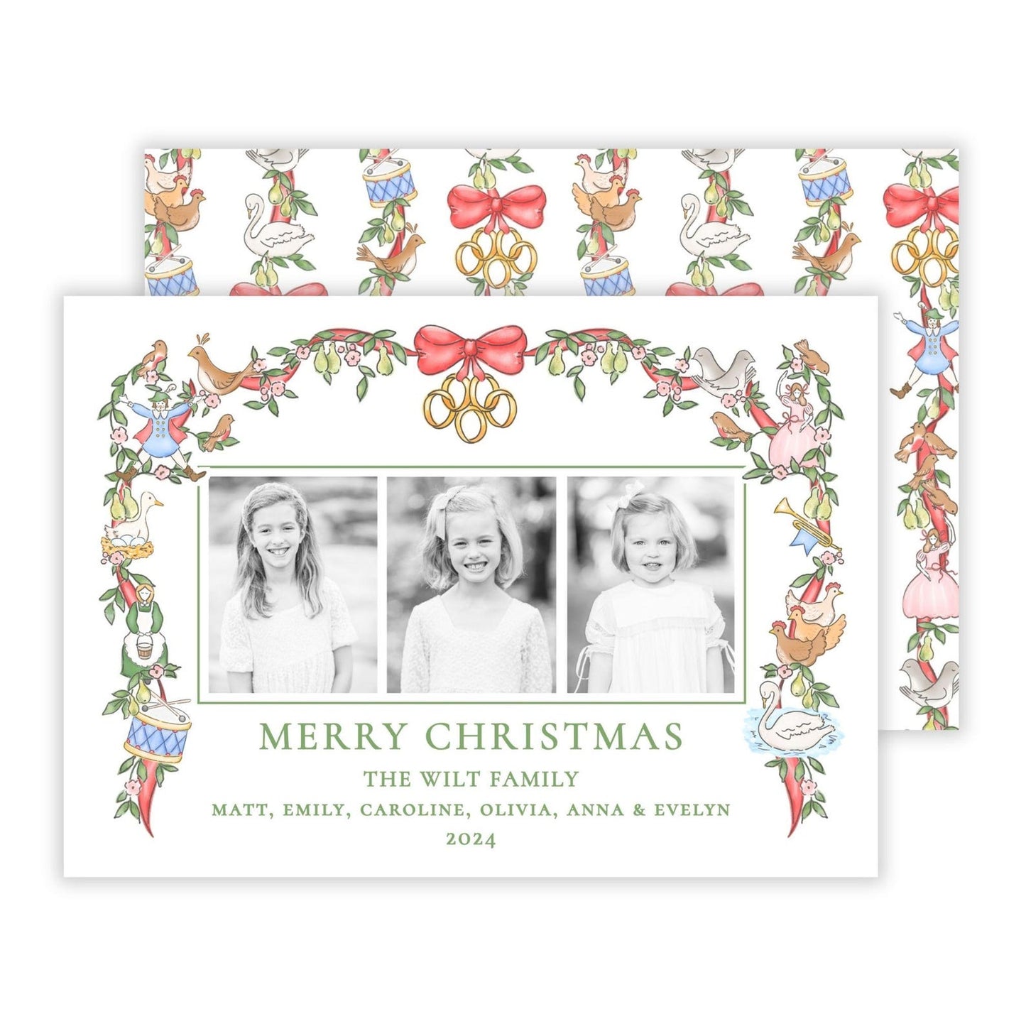 Christmas Photo Card - Festive Twelve Days (Garland) (3 Photos)