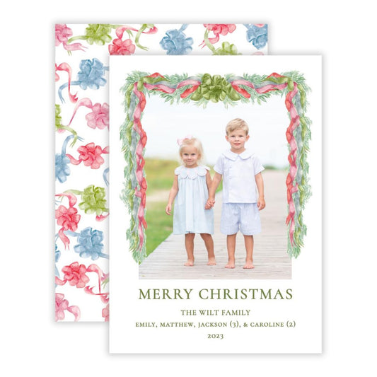 Christmas Photo Card - Velvet Trimmings (Portrait)