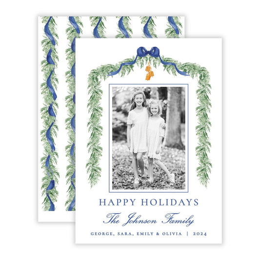 Christmas Photo Card - Traditional Glam, Navy (Portrait)