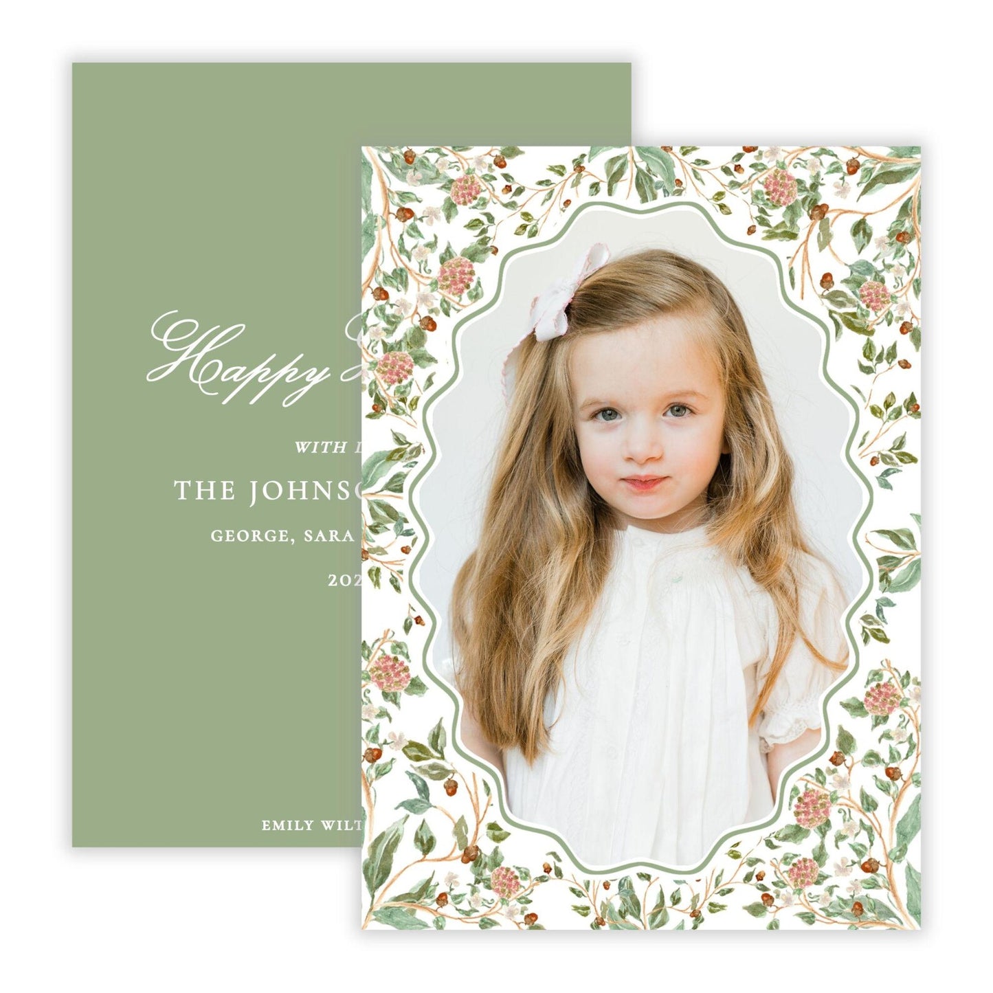 Christmas Photo Card - Winter Chinoiserie (Portrait)