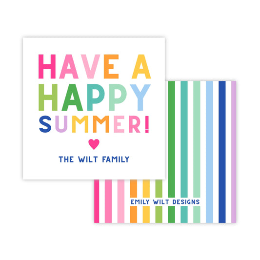 PRINTABLE End of School Gift Tag Template - Happy Summer Color Block