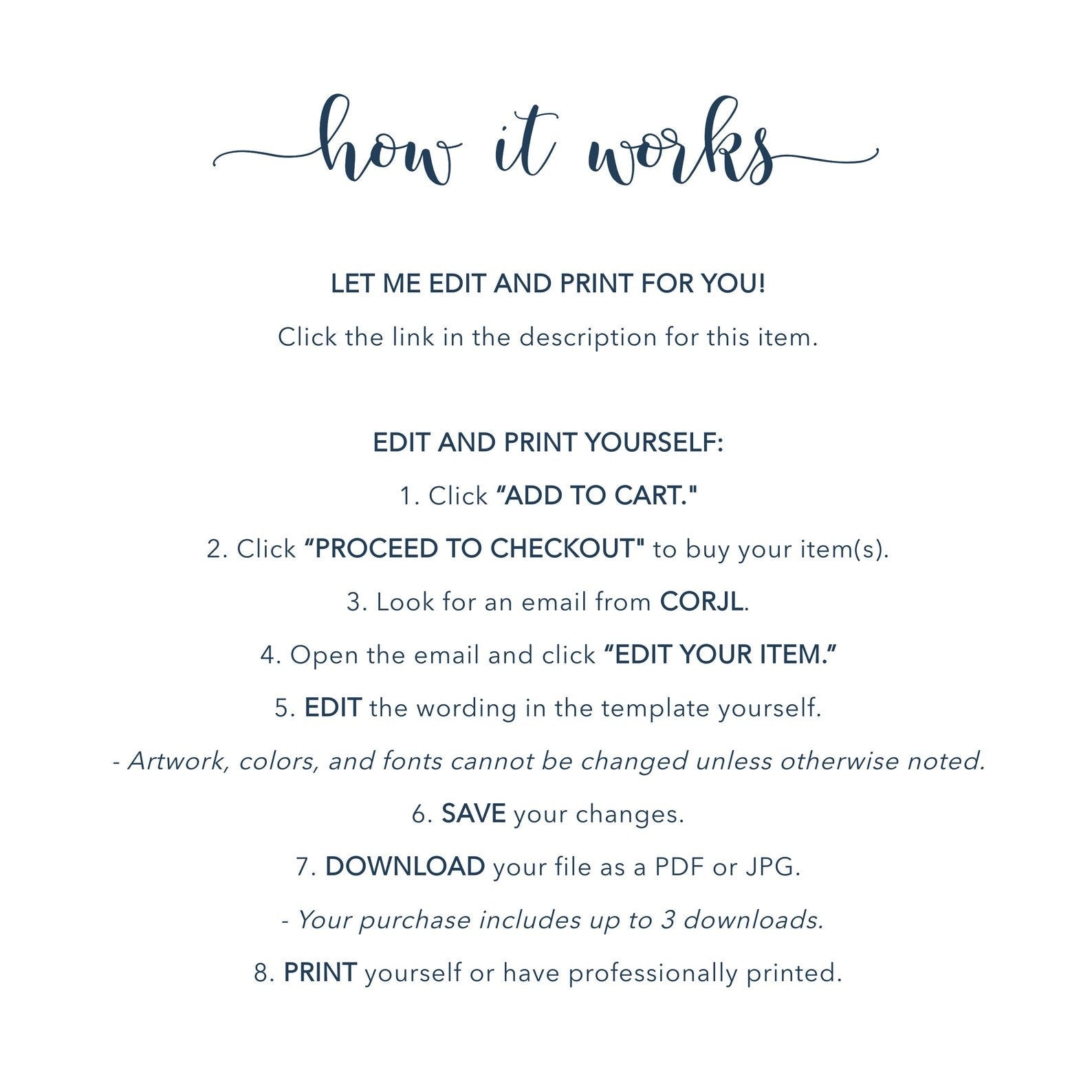 a printable how to works list for a wedding