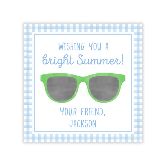 PRINTABLE End of School Gift Tag Template - Sunglasses, Blue