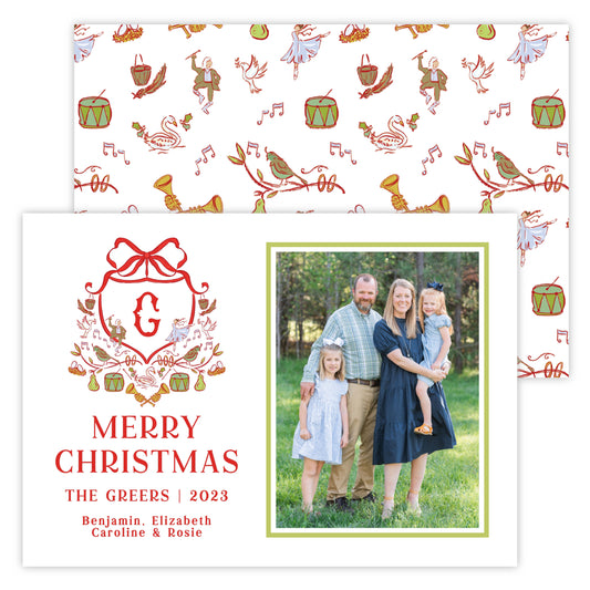 Christmas Photo Card - 12 Days of Christmas Crest (Portrait Photo)