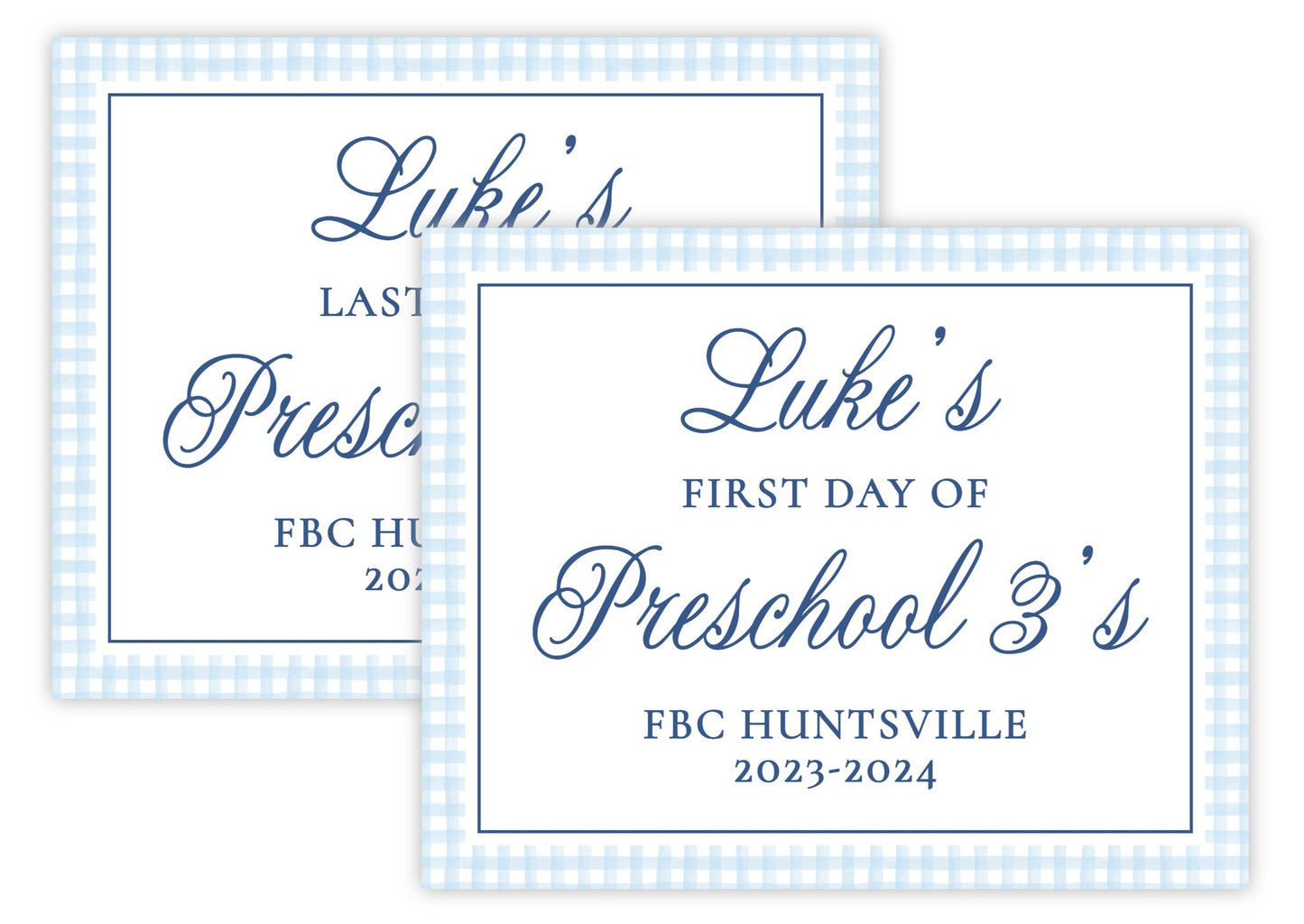 PRINTABLE First and Last Day of School Sign - Gingham (Blue)