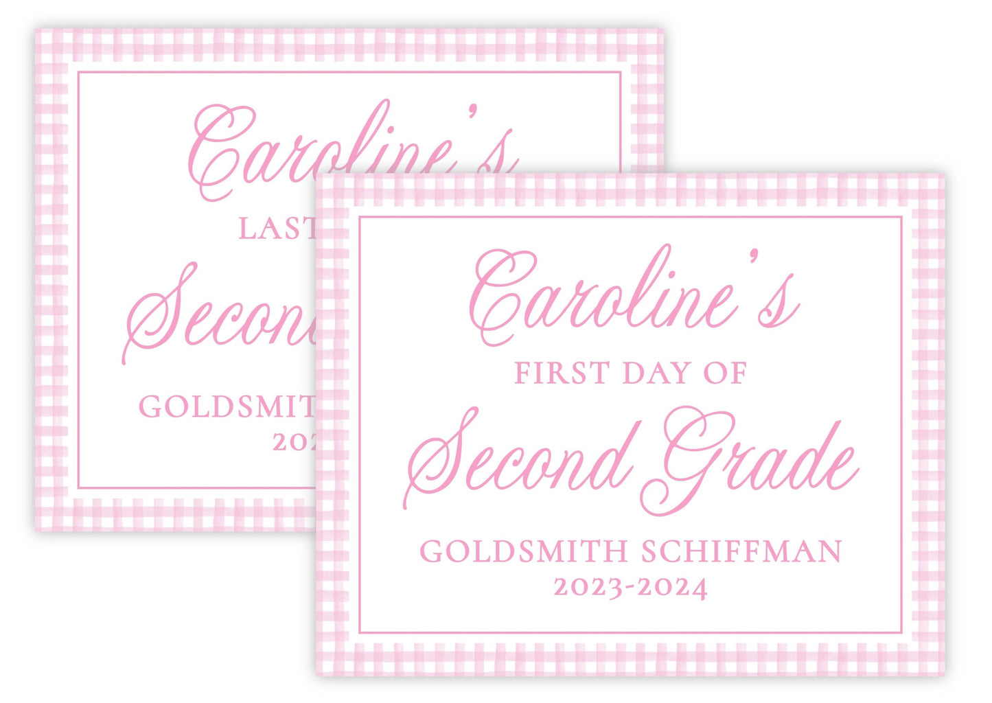 PRINTABLE First and Last Day of School Sign - Gingham (Pink)