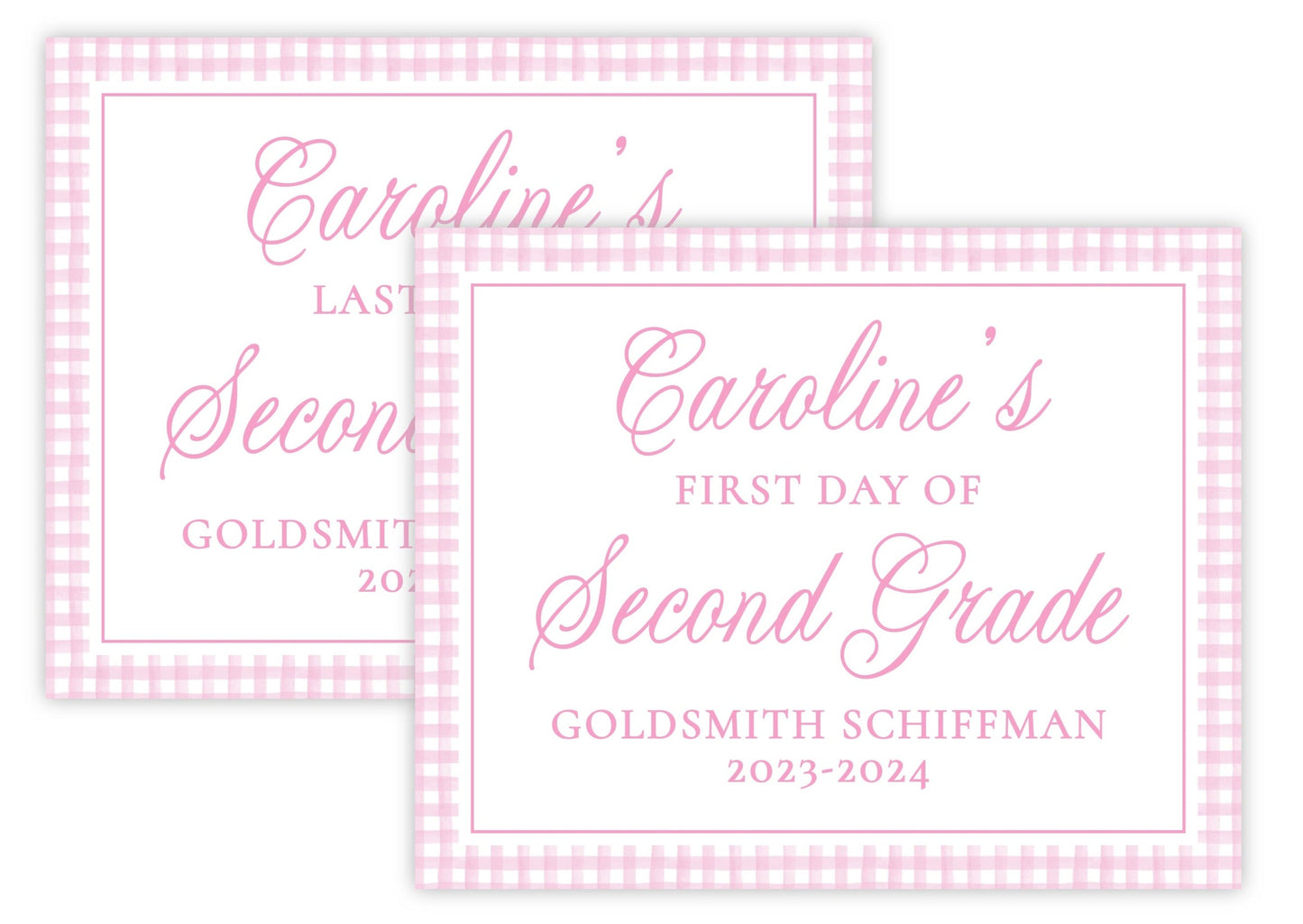 Personalized First and Last Day of School Sign - Gingham (Pink)