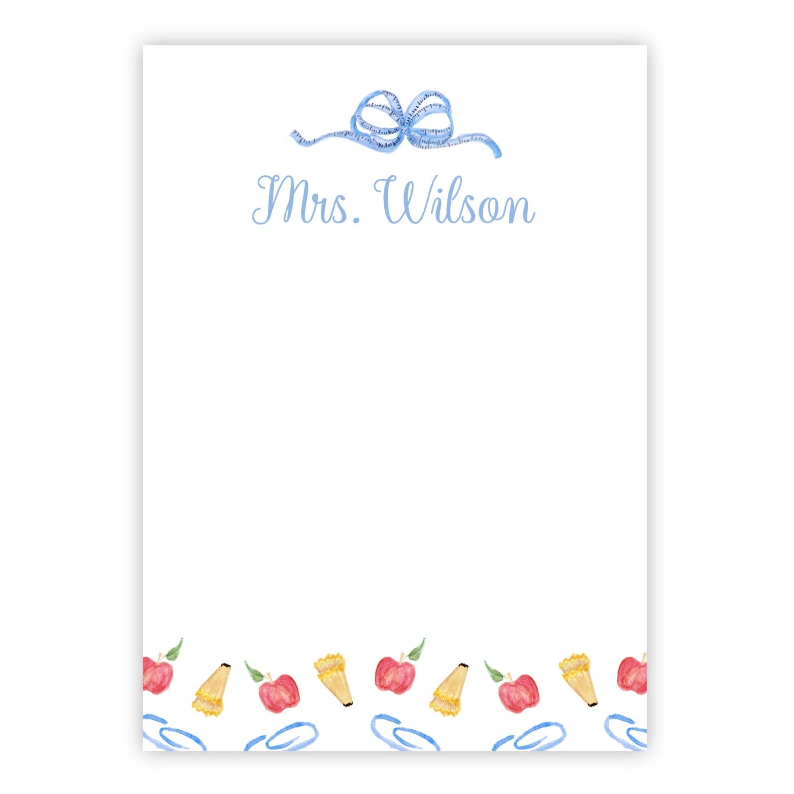 Blue Watercolor Personalized Teacher Notepad