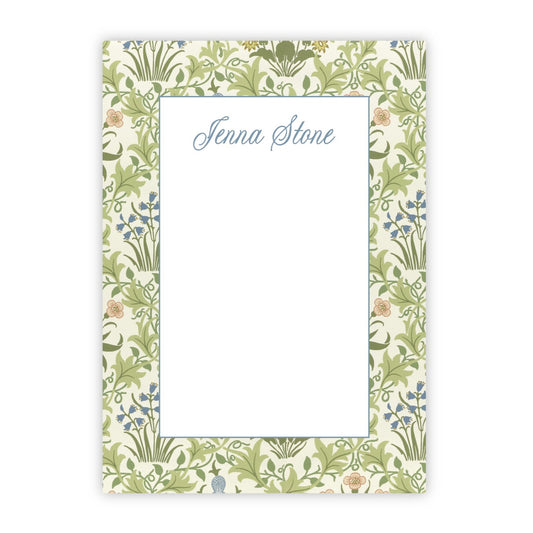 Watercolor Floral Personalized Notepad with Name for Women