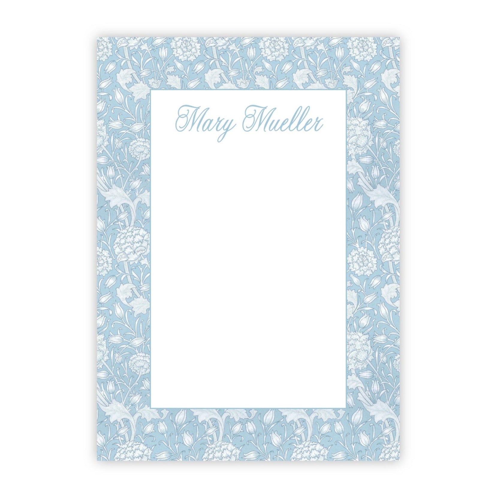 Blue Tulip Grandmillennial Floral Notepad with Name for Women