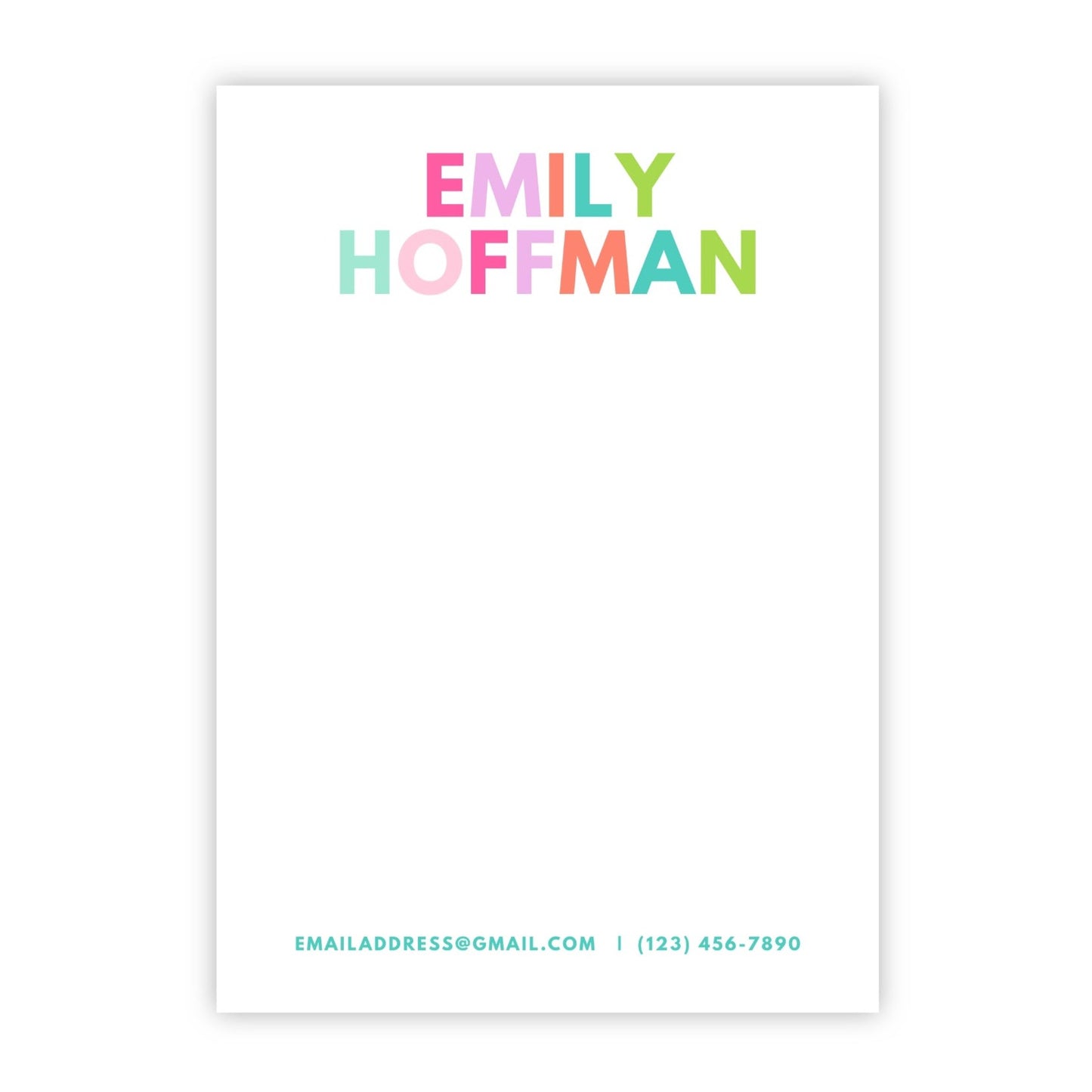 Modern Color Block Personalized Notepad with Name for Women