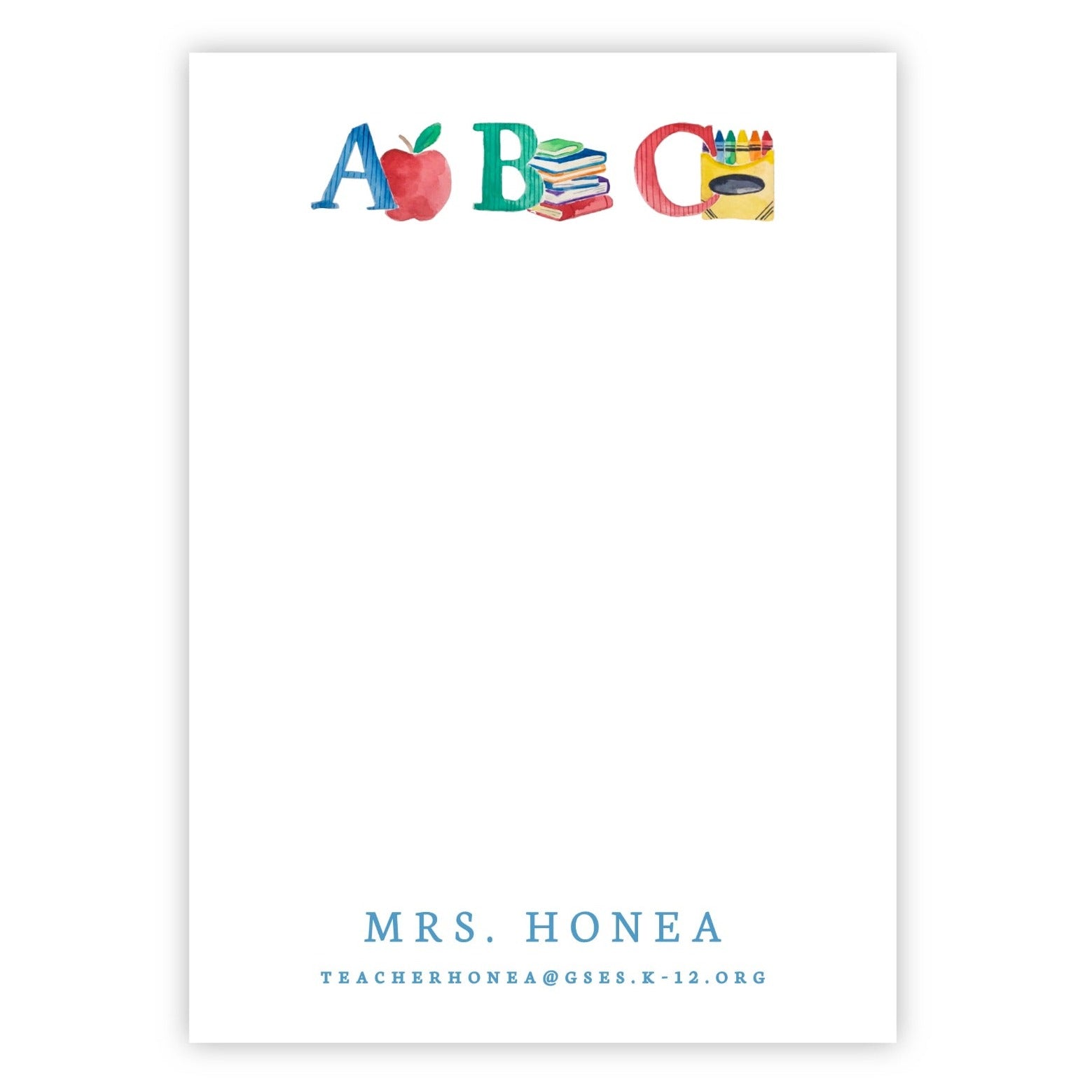 ABC Watercolor Teacher Notepad